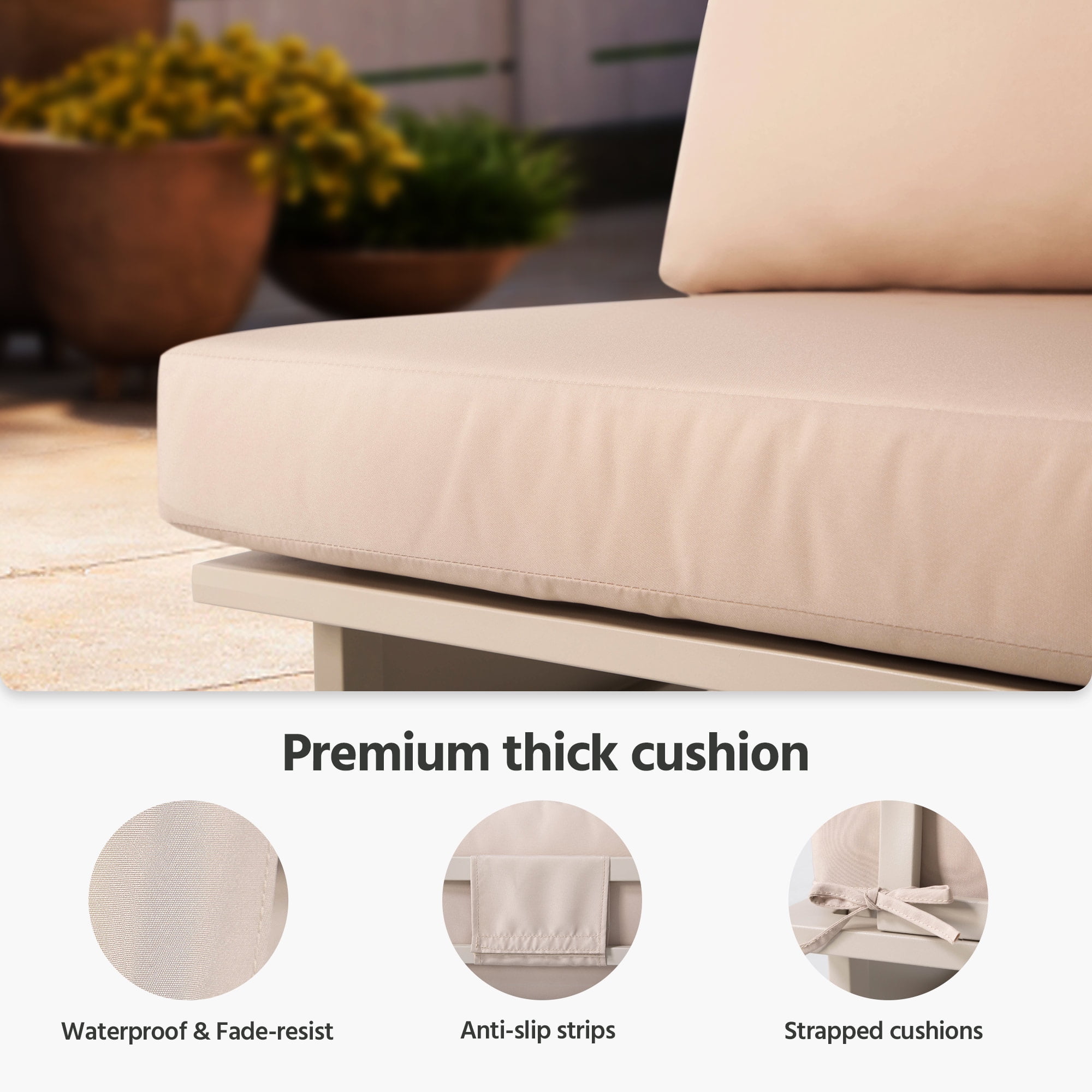 LAUSAINT HOME 8 Pieces Patio Furniture Set, Outdoor Metal Frame Patio Conversation Sets with Beige Cushions