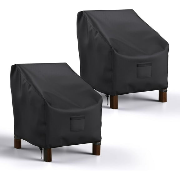2 Pack Outdoor Chair Covers, 600D Patio Furniture Covers Waterproof, Fit to 38" W x 31" D x 29" H, Black