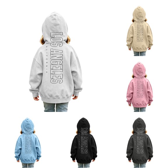 Vividxx Hoodies For Girls Kids Letter Print Long Sleeve Pullover Casual Hooded Sweatshirts Soft Outerwear Fashion Clothes 9-10 Years