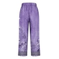 thumbnail image 4 of Women's Pants with Pockets Gradient Print Straight Leg High Waist Cropped Trousers Casual Loose Lounge Pants (XL, Purple 1), 4 of 5