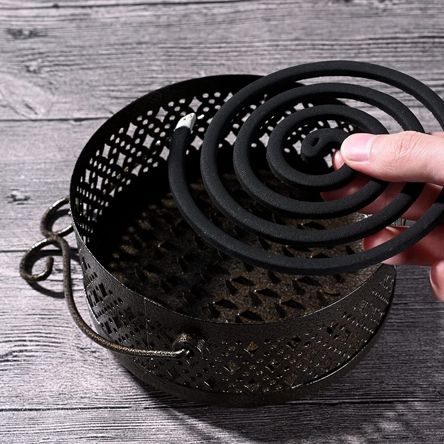 IULAVP Bronze Mosquito Coil Holder Incense Coil Burner Indoor Outdoor Camping Use Portable Mosquito Repellent Coil Holder Incense Burner Holder 5.7 Inches Diameter, CH-002