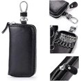 thumbnail image 5 of Estuche para llaves de cuero genuino KAIYANG con 2 ranuras para tarjetas 6 ganchos y 1 tarjeta de acceso marrón rosa, 5 of 5