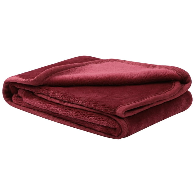 Manta Cama Manta para Sofá de Franela Lana Reversible PiccoCasa 100% Microfibra Suave Caliente Borgoña 80x100cm