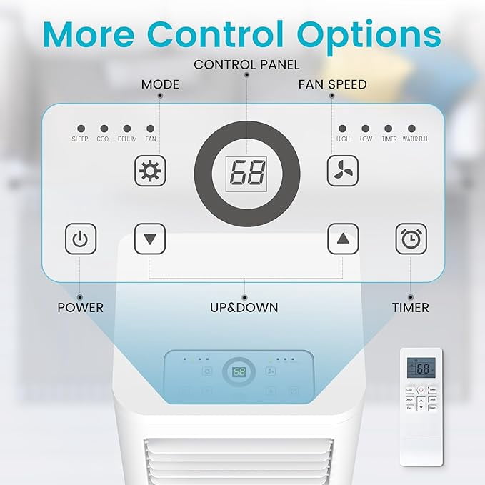 ZAFRO 12,000 BTU Portable Air Conditioner with Wifi & Remove Control, 44dB Ultra-Quiet Cools Up to 350sq.ft