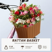 Classic Women Commute Bike with Basket, 24 Shimano 7 Speeds Adult Cruiser Bicycle for Ladies - Hi-Ten Steel Frame - Ideal for Urban Commuting and Beach Rides