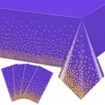 thumbnail image 1 of LAICAIW 4 Pack Purple Disposable Table Cloths for Parties, Plastic Purple and Gold Dot Confetti Tablecloth for Rectangle Tables, Purple and Gold Party Decorations for Graduation Birthday Wedding, 54, 1 of 7