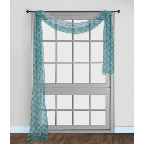 Elegant voile valance 1 Pc Solid Teal Green Scarf Valance Soft Sheer Voile Window Panel Curtain 216 Long Topper Swag Walmart Com