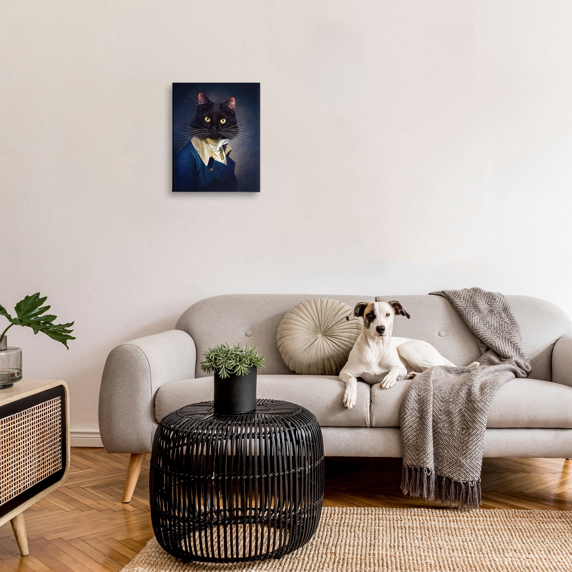 Stupell Industries Cat with Colonial Fashion Animals & Insects Painting Gallery Wrapped Canvas Art Print Wall Art, 16 x 20