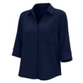 thumbnail image 3 of Maplenight Button Down Shirts for Women 3/4 Sleeve Collared Shirt with Pocket Relaxed Fit Work Office Business Casual Tops, 3 of 7