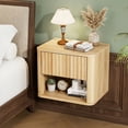 thumbnail image 2 of Zimtown Fluted Floating Nightstand Set of 2, End Table Wooden Bedside Table Large Capacity Easy to Assemble, Wood, 2 of 8