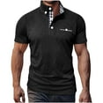 thumbnail image 2 of Men's Polo Shirts With Collar 2XL Lattice Splice Casual Fashion Button Lapel Short Sleeve T-shirt, 2 of 8