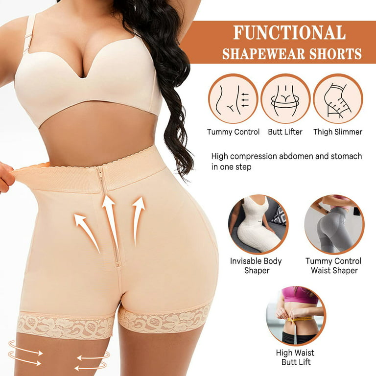 Lilvigor Butt Lifting Shapewear for Women Girl High Waisted Control Panties  Compression Booty Lifting Shorts with Hook Zipper Closure Black