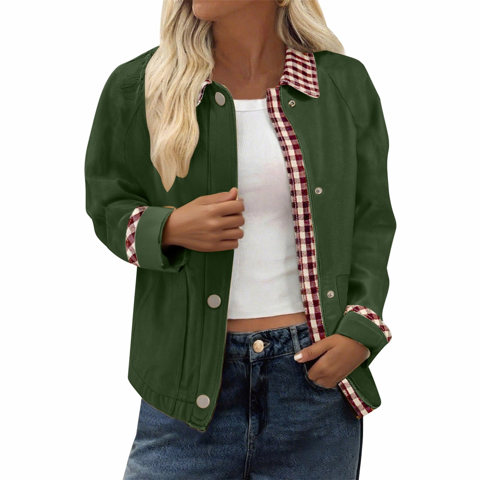 ABABC Cropped Trench Coat For Women – Lightweight Single-Breasted