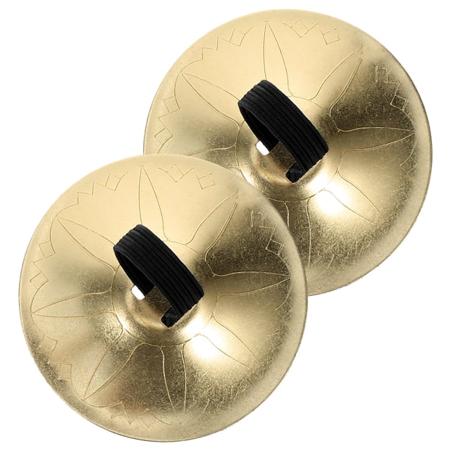 Phenofice 1 Pair Dancing Percussion Instruments Finger Cymbals with Copper and Nylon for Musical Performance
