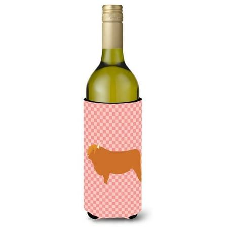 

Highland Cow Pink Check Wine Bottle Beverge Insulator Hugger