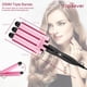 thumbnail image 2 of TOP4EVER Rizador de 3 barriles, herramienta rizadora de cabello de 1 pulgada, ondulador para mujeres, ondas de playa con dos configuraciones de temperatura, rosa, 2 of 5