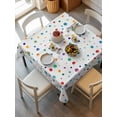 thumbnail image 2 of Colorful Polka Dot Suqare Tablecloth - 54 x 54 Inch, Rainbow Point Vibrant Waterproof & StainResistant Tablecloth, Washable Oil-proof Table Cover for Dining/Party/Wedding/Camping/Buffet, 2 of 9