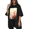 thumbnail image 4 of Plus Size Shirt for Women Black Tops for Women Short Sleeves Shirt for Women Easter T Shirt Crewneck Shirt for Women XL, 4 of 5