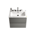 thumbnail image 5 of 24-Inch Wall-Mounted Bathroom Vanity with Space Grey Ceramic Sink, Floating Design, Soft-Closing Drawers, Three Faucet Holes, Pre-Assembled, 5 of 9