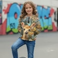 thumbnail image 3 of Xixirimido Butterfly Deer Wild Floral Pattern Half Zip Sweatshirt for Girls Long Sleeve Pullover Crop Tops with Pocket Kids Hoodie Fall Winter Clothes Size 7-8, 3 of 7