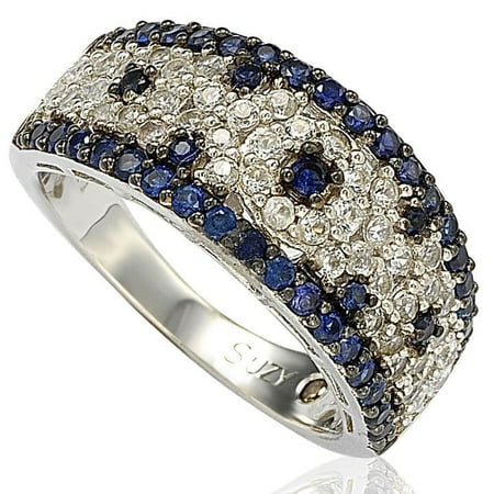 18k White Gold And Diamond Ring - 2.28CT Sapphire and Diamond in Sterling Silver and 18K Abstract Gold Ring