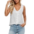 thumbnail image 2 of ZHOGXU Women's Tank Tops Sleeveless V Neck Ruffles Hem Solid Color Comfortable Lightweight Slim Fit Layering Camisole For Daily Wear Versatile Basic,White,Xxl, 2 of 5