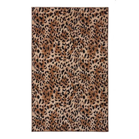 Furnish My Place Leopard Print Area Rug - 3 ft. 6 in. x 5 ft. 6 in., Beige, Rectangular Accent Rug with Contemporary Design