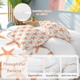 thumbnail image 2 of 3 Piece Orange Beach Starfish Duvet Cover Set Queen Size,Microfiber Comforter/Quilt Cover with Corner Ties and 2 Pillowcases,Summer Ocean Nautical Coastal All Season Soft Bedding with Zipper Closure, 2 of 8