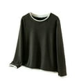 thumbnail image 2 of gbyLJF Round Neck T-shirts for Women Lightweight Casual Long Sleeve Pullover Tops Warm Winter Soft Base Layer Shirts, 2 of 6