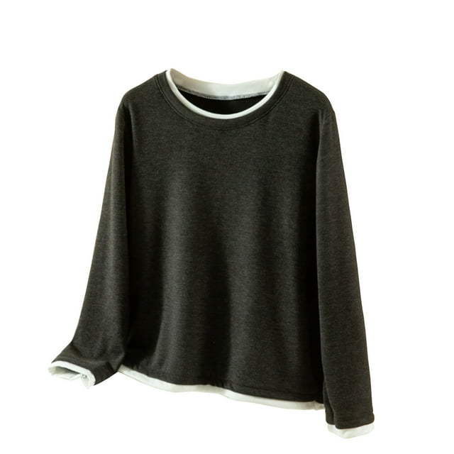 FAIWAD Womens Long Sleeve Tops Fleece Lined Base Layer Undershirt Solid Color Thermal Blouses