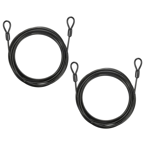 Candado de cable de seguridad Uxcell (5/32" Diámetro 13.1 pies 77lb, Negro) (2 Pcs) Acero inoxidable recubierto de vinilo