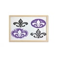 thumbnail image 1 of Fleur De Lis Wall Art with Frame, Arrangement of Fleur De Lis Designs Silhouettes Vintage Spiral Art, Printed Fabric Poster for Bathroom Living Room, 35" x 23", Black Purple, by Ambesonne, 1 of 2