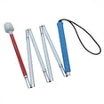 thumbnail image 1 of Bastón plegable de aluminio blanco para personas ciegas y con discapacidad visual (6 secciones plegables) (155 cm (61 pulgadas), mango azul), 1 of 5