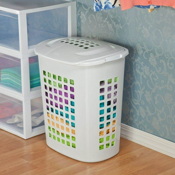 Sterilite 2.3 Bushell 81 Liter Lift Top XL Laundry Basket Hamper, White
