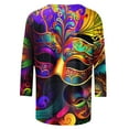 thumbnail image 5 of Tbopshirt Womens Tops,Mardi Gras Clothing,Fashion Printing Casual Round-Neck Stitching 3/4 Sleeve T-shirt Blouse,Tops for Women's, 5 of 5