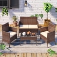 thumbnail image 2 of Zimtown 4-Piece Outdoor Wicker Conversation Set, Rattan Sofa Furniture for Garden Patio, Rattan Furniture for Outdoor and Indoor, Brown, 2 of 11