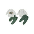 thumbnail image 2 of Baby Toddler Boy 2 Piece Fall Outfit, 0 6 12 18 24 Months 2T 3T 4T Letter Tractor Print Long Sleeve Sweatshirt Elastic Waist Pants with Pockets Clothing Set, 2 of 9