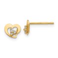 thumbnail image 1 of Boucles d'Oreilles en Or Jaune 14K Madi K CZ en Forme de Cœur pour Enfants, 1 of 2