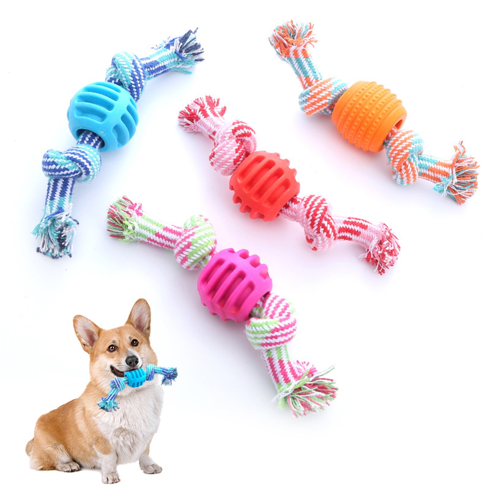 PrimePets Dog Training Ball on Rope, 2 Pcs Solid Rubber Rope Ball, Tug Ball  Toy for Medium and Small Dog, Tough Rope Toy, Non-Toxic and Durable Dog