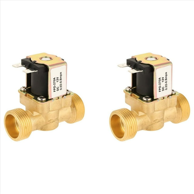 2X Electroválvula de Solenoide Eléctrica de Latón G3 / 4 para Agua 12V Cc Normalmente Cerrada