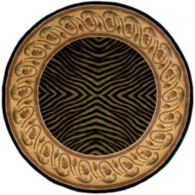 Momeni New Wave 7'9" X 7'9" Round Contemporary Hand Tufted Wool Rug in Black