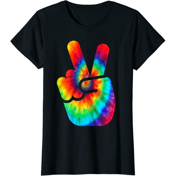 Women Tops Cool Peace Hand Tie Dye T-Shirt Fun T-shirt