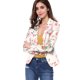 thumbnail image 2 of Chaqueta Tipo Blazer Informal Con Solapa De Muesca Y Manga Larga Para Mujer Blanco-floral M, 2 of 6