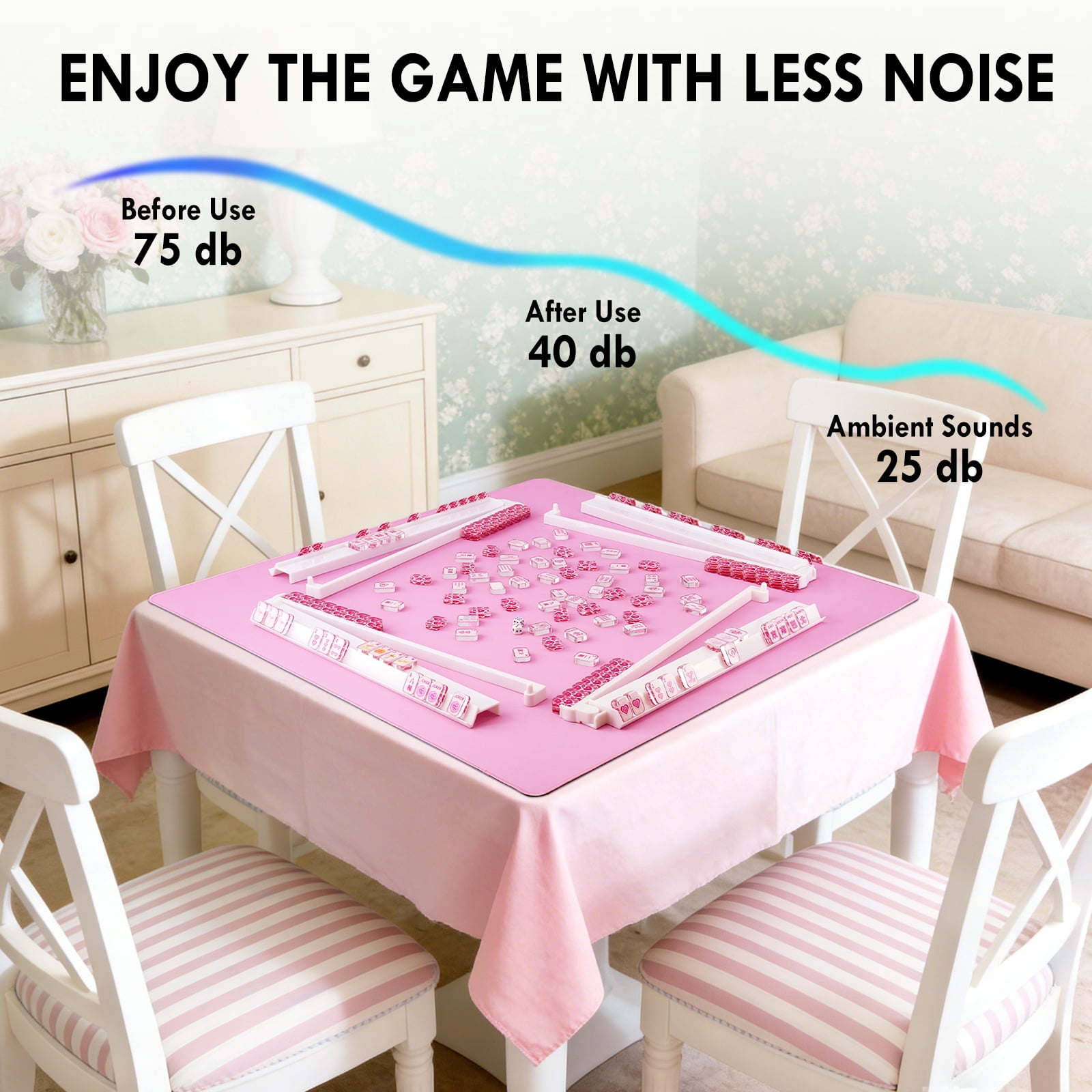 Flawless Stay-Flat Mahjong Mat | Ultra-Smooth Silent Anti-Slip Pad for Cards, Mahjong & Poker with Luxury Bag - Macaron Pink
