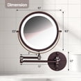 thumbnail image 6 of OVENTE Wall Mounted Lighted Makeup Mirror, 9" Double Sided 1X/10X Magnifying Vanity Mirror for Bathroom with LED Lights, Cordless, 360° Rotation and 13" Extendable Arm, Antique Bronze MFW85ABZ1X10X, 6 of 10
