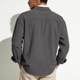 thumbnail image 5 of Domuza Men's Corduroy Shirt Jacket - Button Down Long Sleeve Spring Fall Casual Streetwear Loose Fit Lightweight Shacket Dark Gray L, 5 of 7