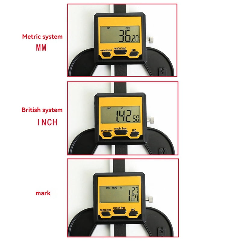 Symkmb 0-80mm Digital Depth Gauge for Woodworking Measuring Tool Digital Caliper Mini Digital Height Gauge Depth Guage Aluminum Alloy Black