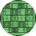thumbnail image 1 of Ahgly Company Indoor Round Abstract Emerald Green Modern Area Rugs, 4' Round, 1 of 4