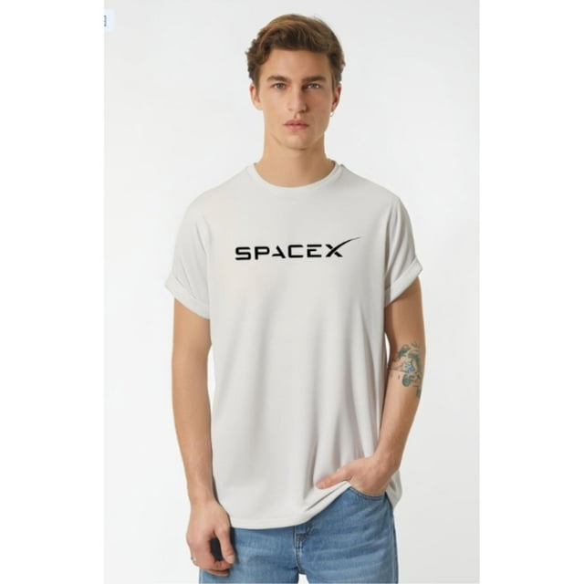 Camiseta informal Space para hombre, ligeramente elástica, cuello redondo, estampado, corte regular para verano, ideal para el tiempo libre.