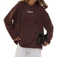 thumbnail image 2 of Camisetas de Larga Extragrandes para Mujer 2025, Camisetas Básicas de Cuello Redondo, Tops de Otoño, Ropa Informal de Entrenamiento Y2K Color Café L, 2 of 9
